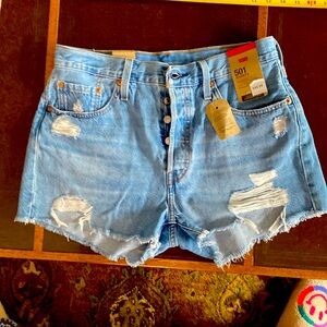 Levi’s 501 Jean Shorts Button Fly size 29, light blue denim, NWT